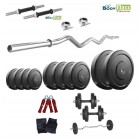 10 Kg Body Maxx Home Gym Rubber Weight Plates + 3Ft Curl Rod + Gloves + Dumbells + Gripper